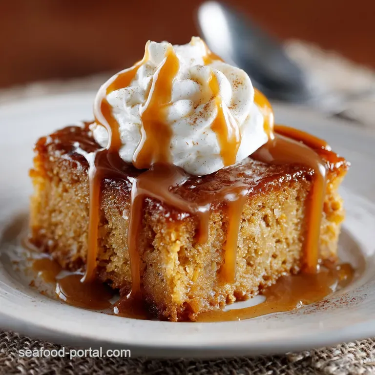 Pumpkin Poke Cake with Salted Caramel Soak and Cream Cheese Frosting presentation