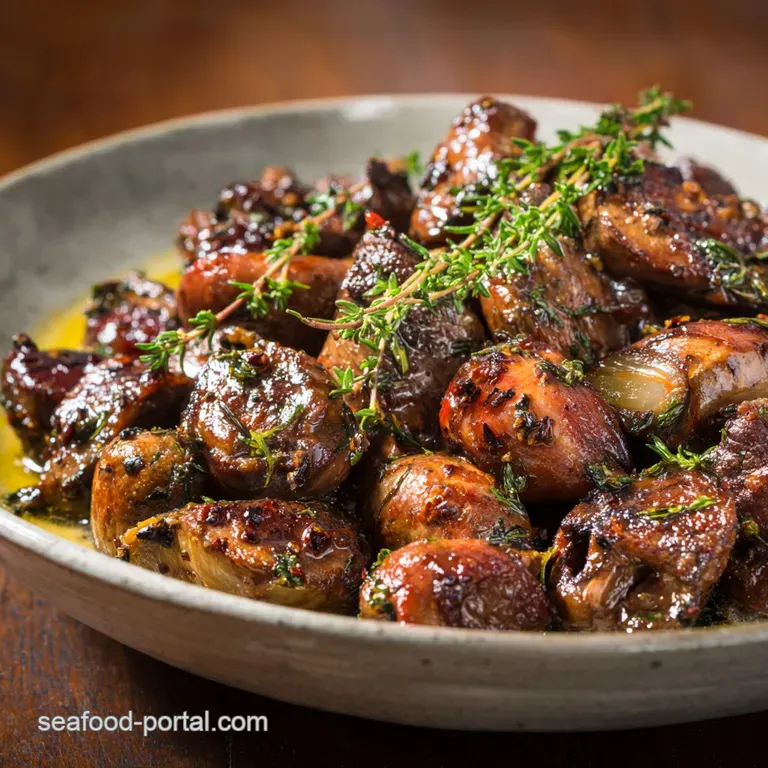 Sautéed Chicken Hearts and Gizzards with Garlic and Thyme