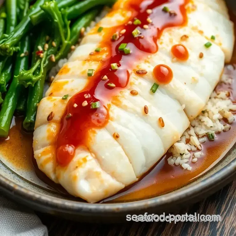 Oriental Glazed Sea Bass with Stir-Fried Vegetables presentation