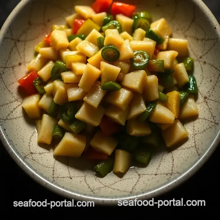 Sautéed Sea Cucumber with Seasonal Vegetables presentation