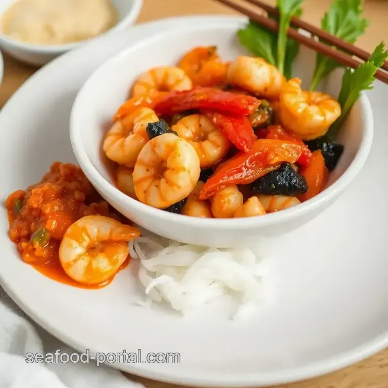 Sautéed Seafood Medley with Spicy Kimchi: A Fusion Delight presentation