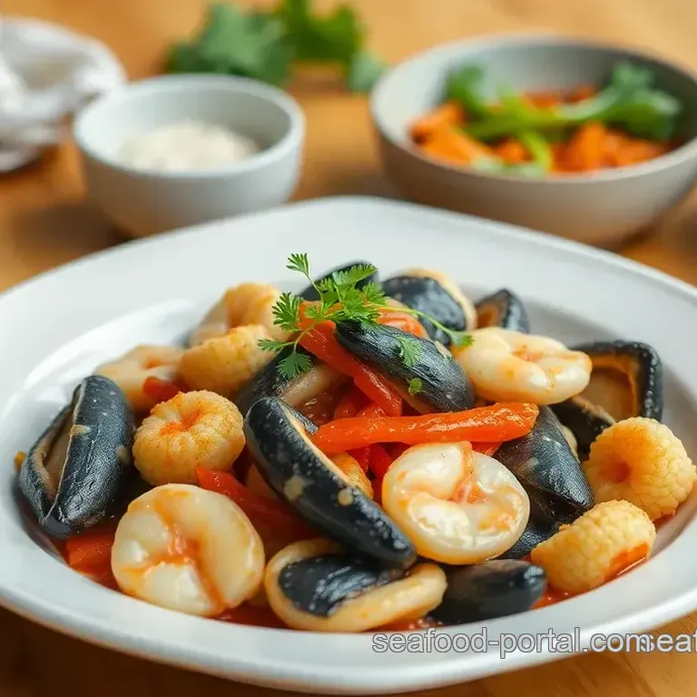 Sautéed Seafood Medley with Spicy Kimchi: A Fusion Delight