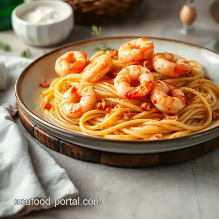 Creamy Sautéed Shrimp Pasta with Garlic and Herbs presentation
