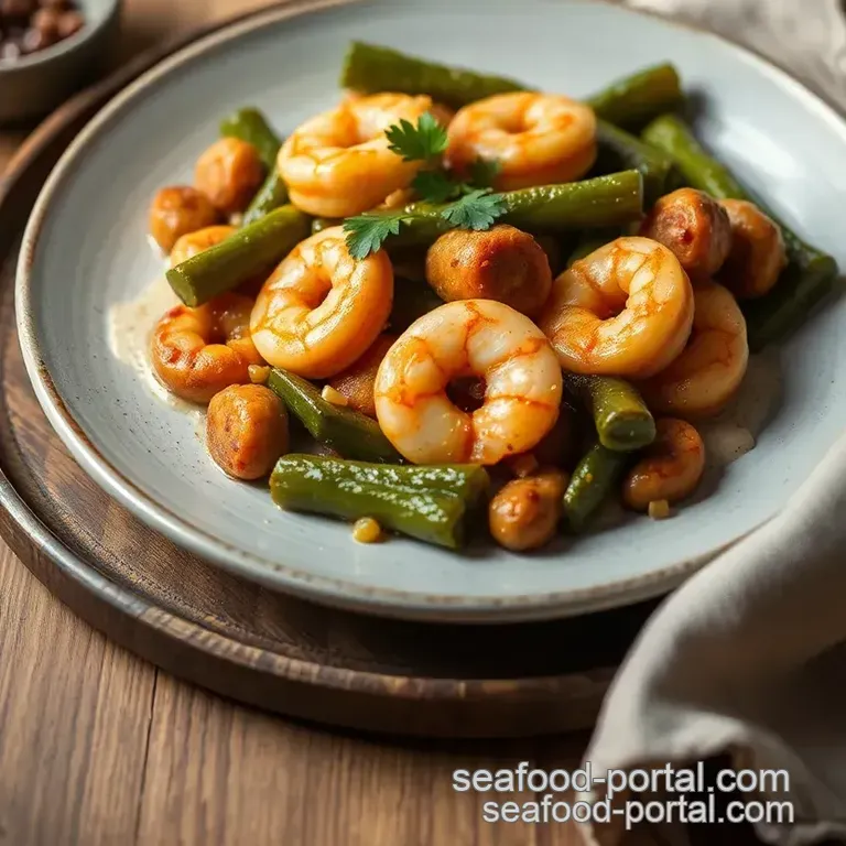 Saut&eacute;ed Shrimp & Sausage Okra Delight presentation