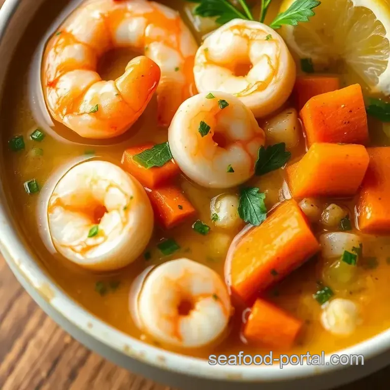 Light Seafood Soup with Fresh Herbs presentation