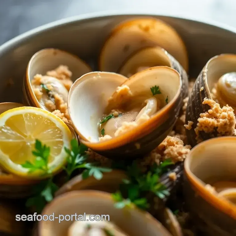Savory Baked Clams with Garlic Herb Breadcrumbs presentation
