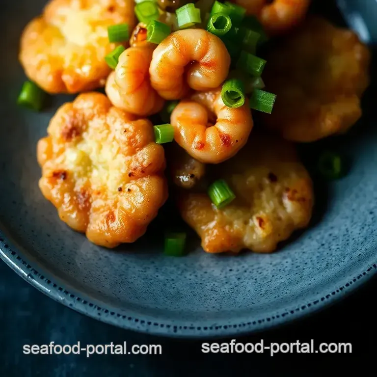 Savory Daikon Fritters with Shrimp and Shiitake presentation