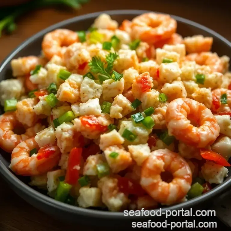 Savory Seafood Dressing with Lemon and Herb Infusion presentation