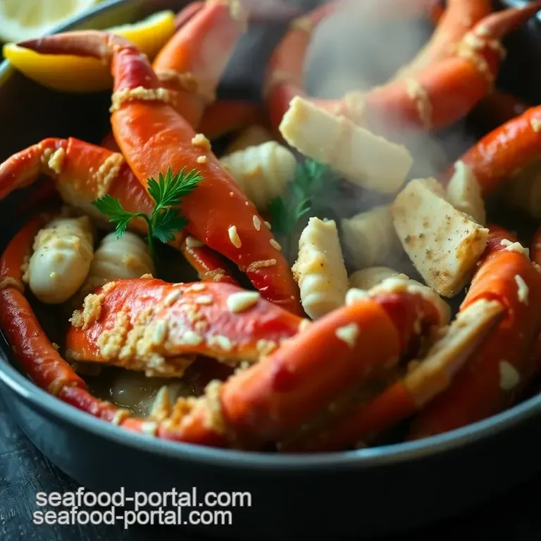 Savory Steamed Dungeness Crab Legs with Garlic Butter presentation