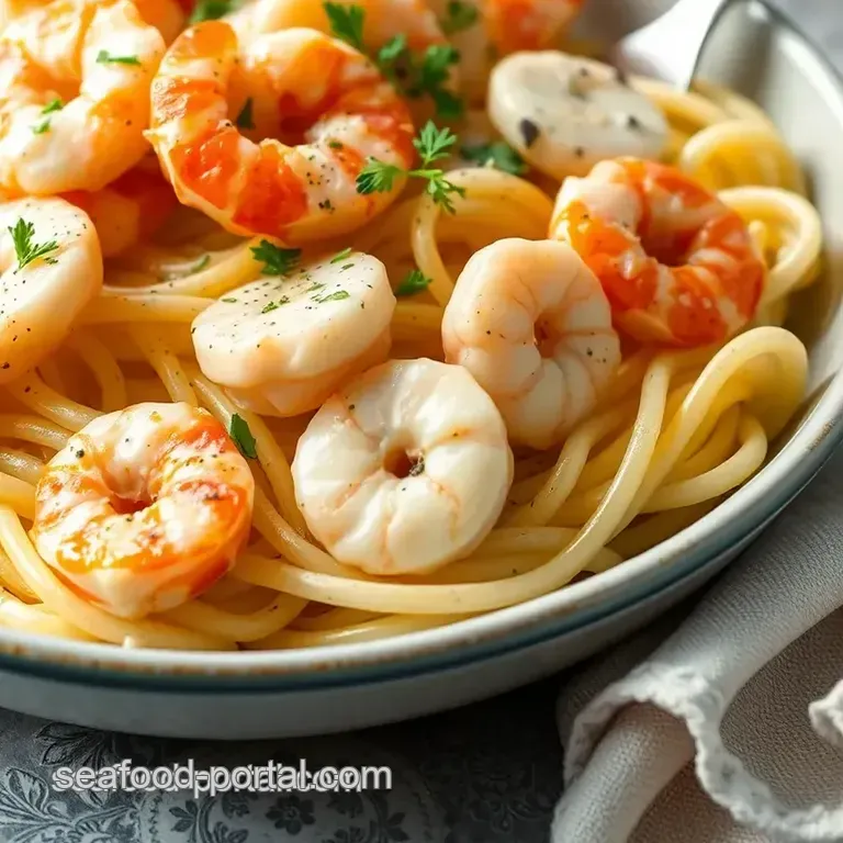 Seafood Alfredo Primavera presentation
