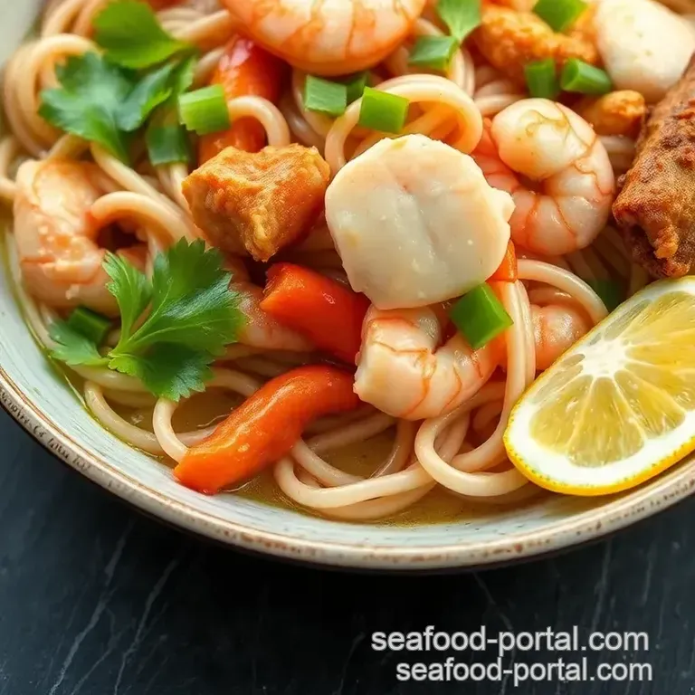 Seafood Chow Fun Malaysian Style presentation