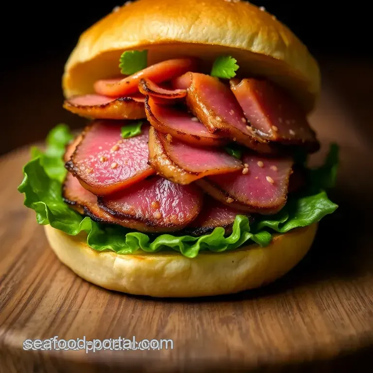 Seared Ahi Tuna Burgers with Wasabi Mayo presentation