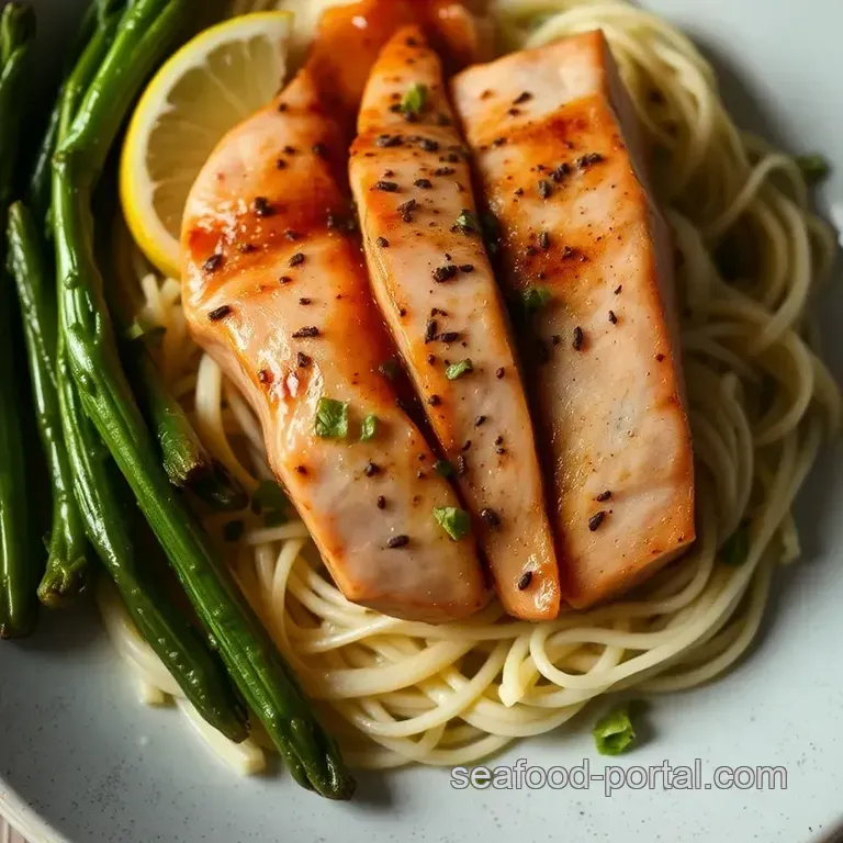 Seared Albacore Tuna Steaks with Citrus Soy Glaze presentation