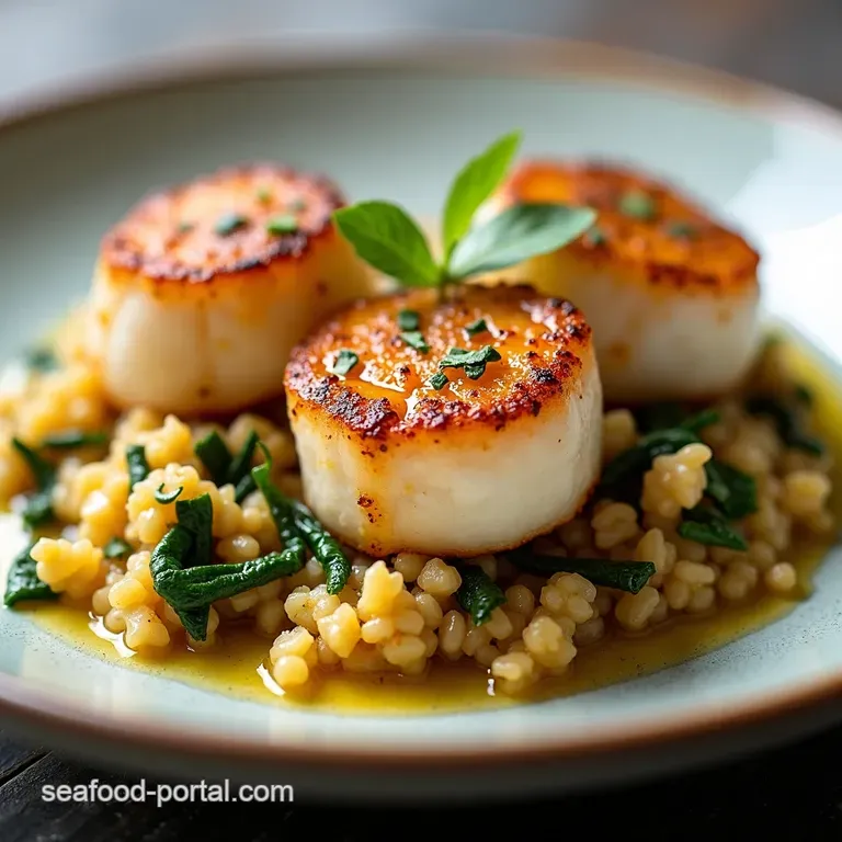 Seared Scallops with Seaweed Butter Crispy Quinoa
