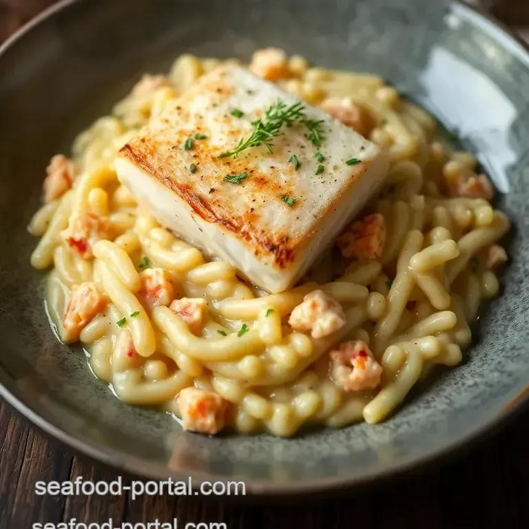 Seared Sea Bass with Lobster Risotto presentation