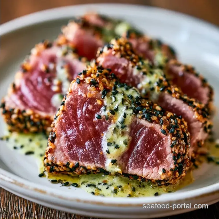Seared Tuna Wasabi Butter with Sesame Seeds