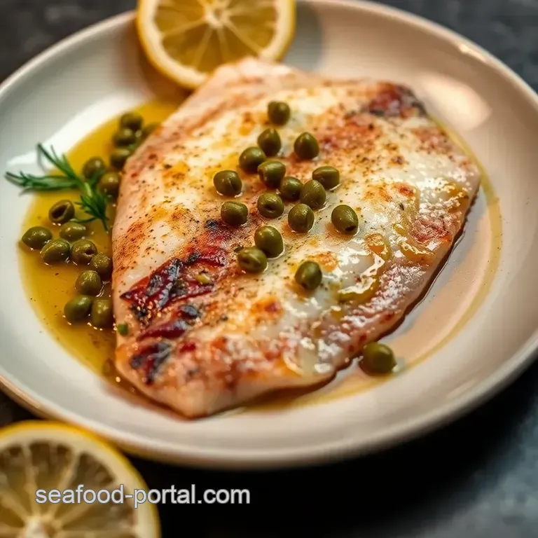 Seared Wing Skate Fish with Lemon-Caper Butter Sauce presentation
