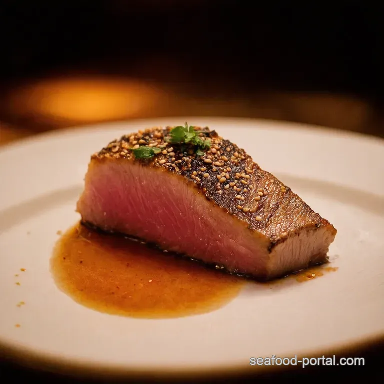 Seared Yellowfin Tuna Steaks with Sesameginger Glaze and Bok Choy presentation