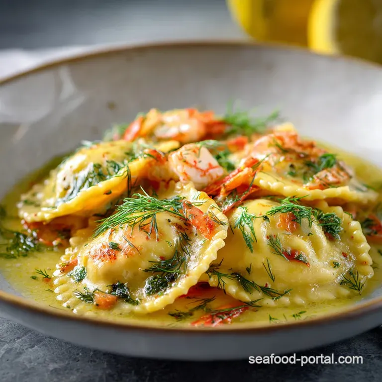 Shrimp and Crab Ravioli: Coastal Elegance with Lemon-Dill Brown Butter Sauce