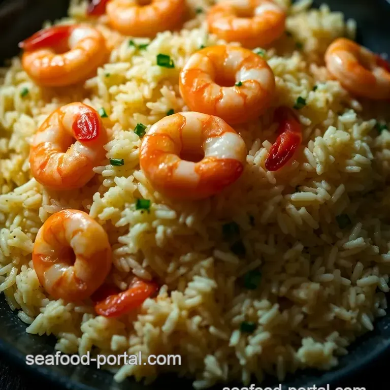 Shrimp and Rice with Velvety Sauce presentation