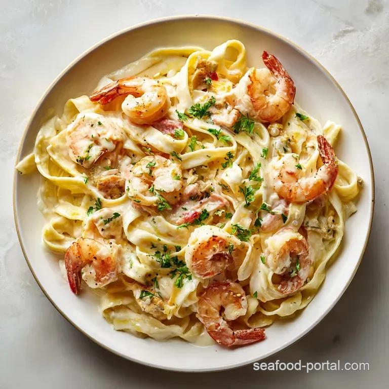 A generous portion of fettuccine alfredo, adorned with vibrant green parsley and a sprinkle of Parmesan.