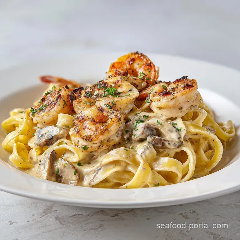 Shrimp Chicken Fettuccine Alfredo: Creamy and Tender