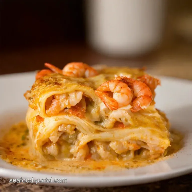 Shrimp Crab Alfredo Lasagna Rollups a Seafood Symphony presentation