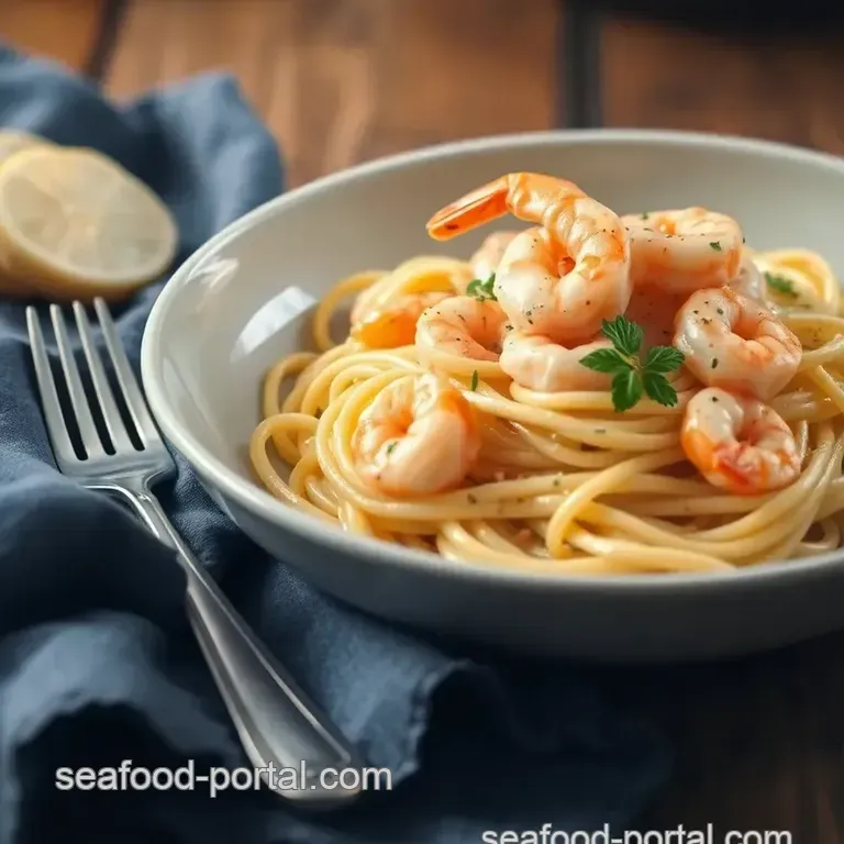 Creamy & Zesty Shrimp Fettuccine presentation