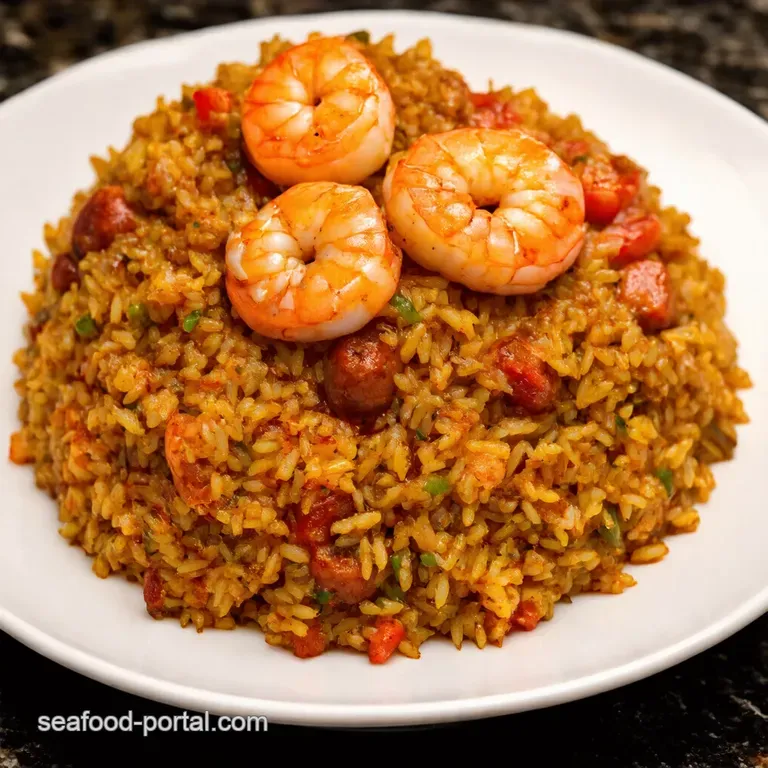 Shrimp Sausage Dirty Rice Louisiana Comfort Food presentation
