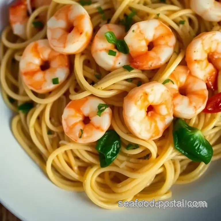 Shrimp Scampi with Linguine presentation