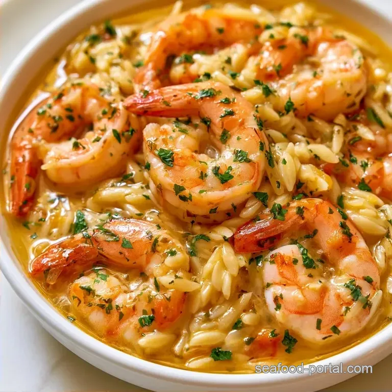 Healthy Mediterranean Shrimp Soup with Orzo