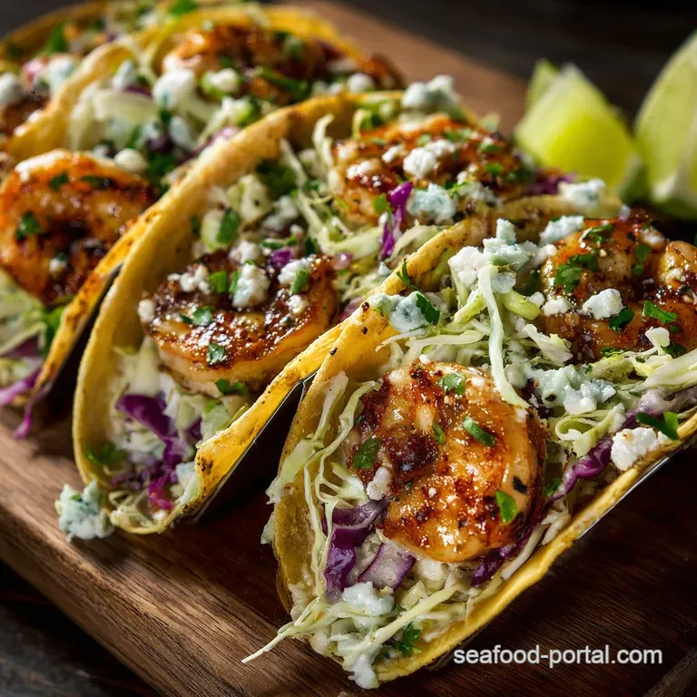 Shrimp Tacos with Cabbage Slaw Zesty Chipotle Shrimp Crunchy Slaw presentation