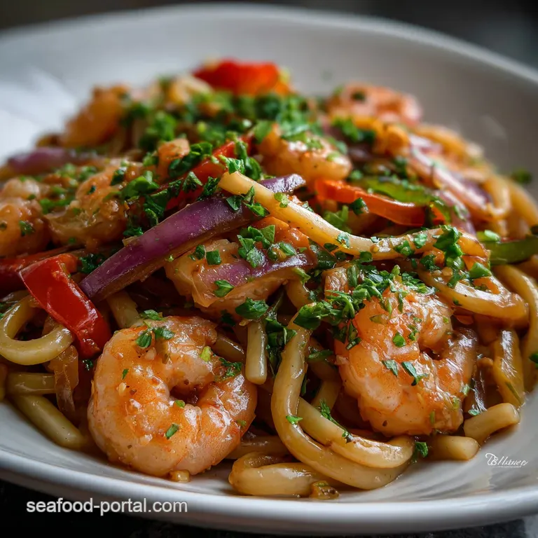 10-Minute Yaki Udon with Shrimp Stir Fry