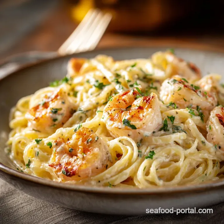 The Quick Fix Silky Shrimp Alfredo Ready in a Jiffy presentation