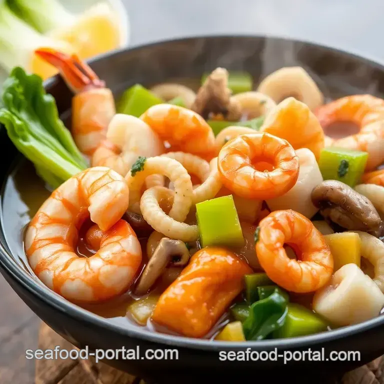 Delicious Seafood Hot Pot presentation