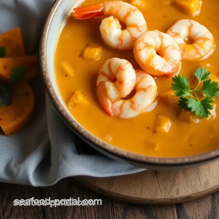 Simmered Shrimp in Creamy Sweet Potato Stew presentation