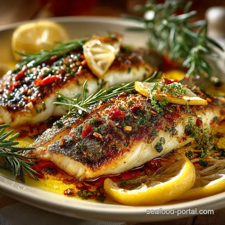Sunshine on a Plate Baked Branzino Fillets with LemonHerb Dressing presentation