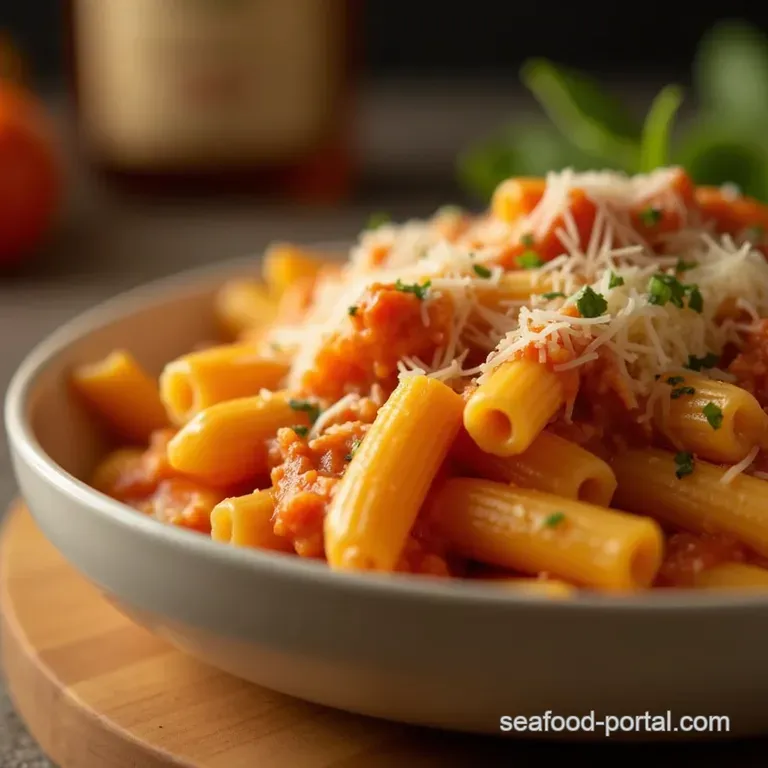 The Sunday Supper Shortcut Properly Simple Baked Rigatoni with Three Cheeses presentation
