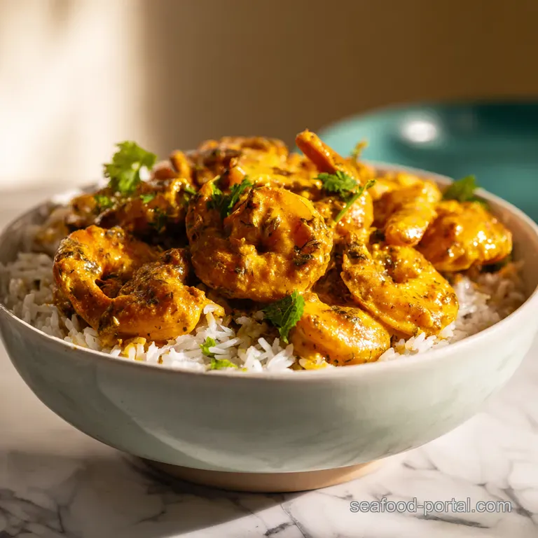 Slow Cooker Coconut Curry Shrimp with Glazed Carrots presentation