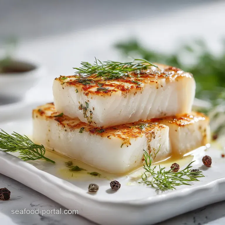 Elegant plate of smoked halibut, artfully arranged with vibrant green asparagus and lemon wedges. Light, summery, and refi...