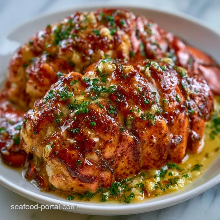 Two charred lobster halves on a white ceramic plate garnished with a bright lemon wedge and fresh green parsley.