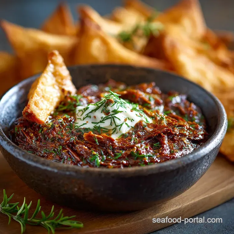 The Pub Favourite Smoky Beef Jerky and Cream Cheese Dip presentation