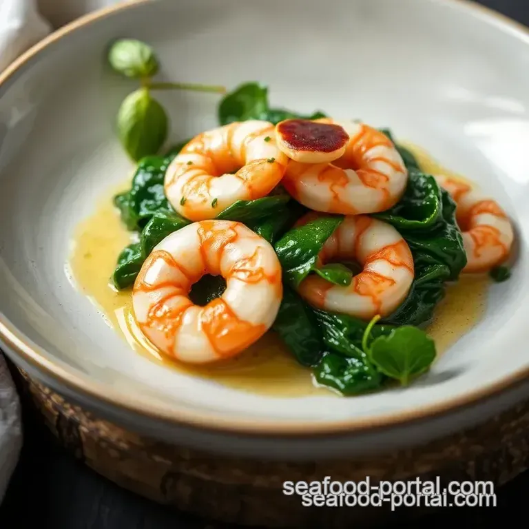 Zesty Sautéed Prawns with Spinach: A Quick and Flavorful Dish presentation