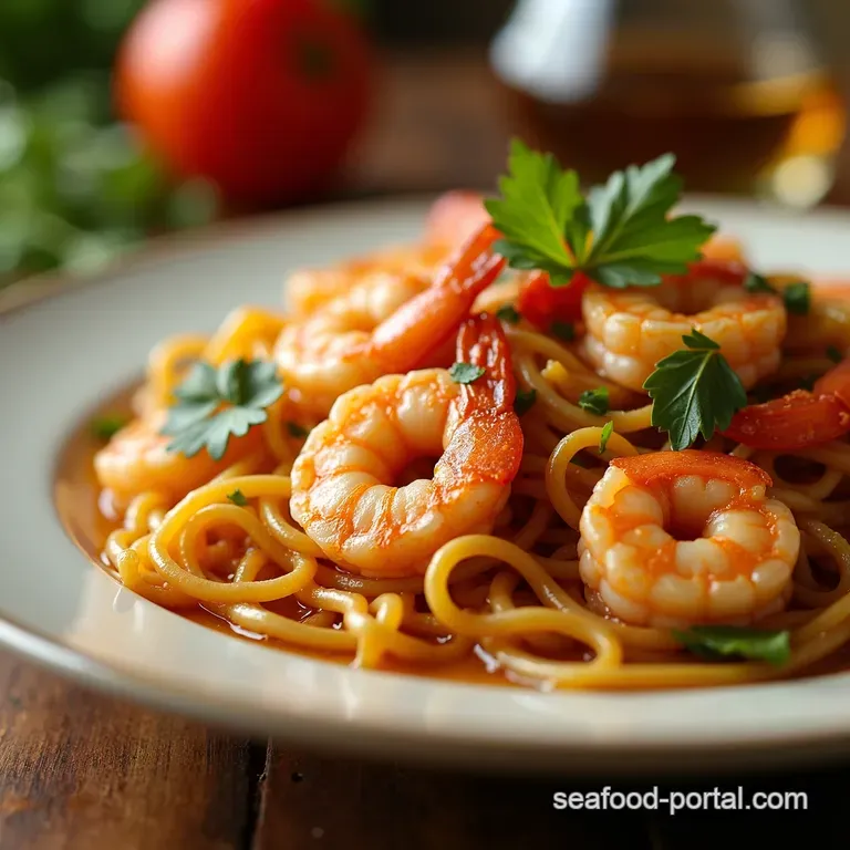 Speedy Shrimp Noodle Stirfry Weeknight Winner presentation