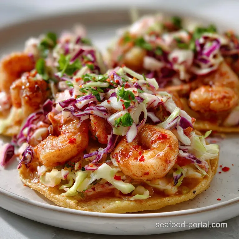 Shrimp Tostadas Slaw: Coastal Crunch with Zesty Slaw presentation