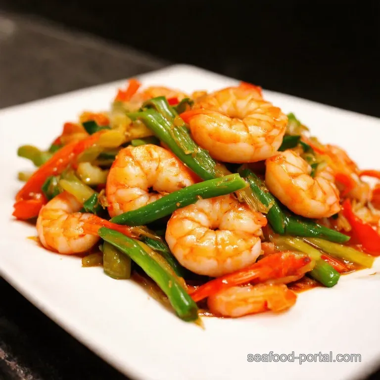 Speedy Shrimp Veggie StirFry with Hoisin Glaze presentation