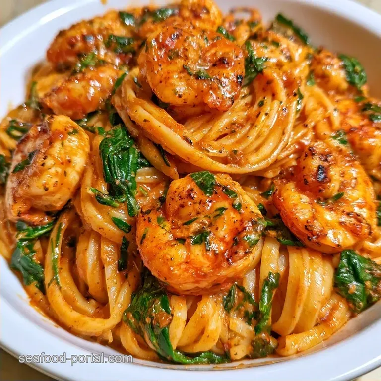 Spicy Cajun Shrimp Pasta with Baby Spinach