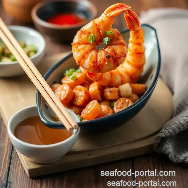 Stir-Fried Dried Prawns with Vegetables presentation
