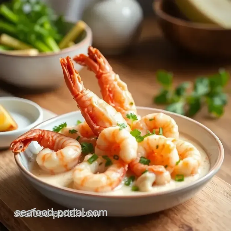 Sautéed King Prawns in Creamy Coconut Sauce presentation