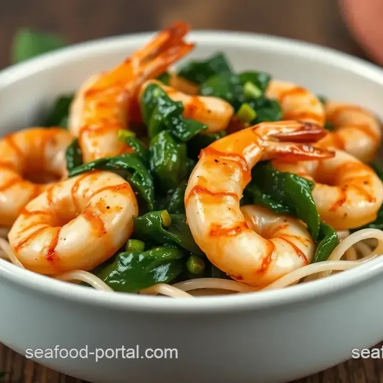 Sautéed Prawns with Spicy Spinach
